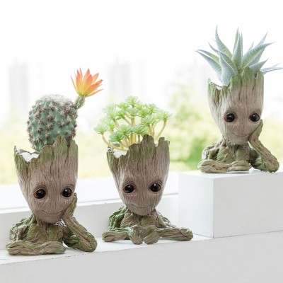 DIHAO Hot Selling Baby Groot Flowerpot Treeman Succulent Planter Cute Green Plants Flowerpot