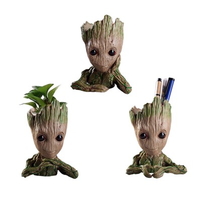 DIHAO Amazon Hot Sale Cute Treeman Baby Groot Green Plants Flower Pot For Promotional Gifts